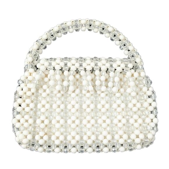 VINTAGE Clear Beaded Fringe Flap Handbag - Picture 7 of 7